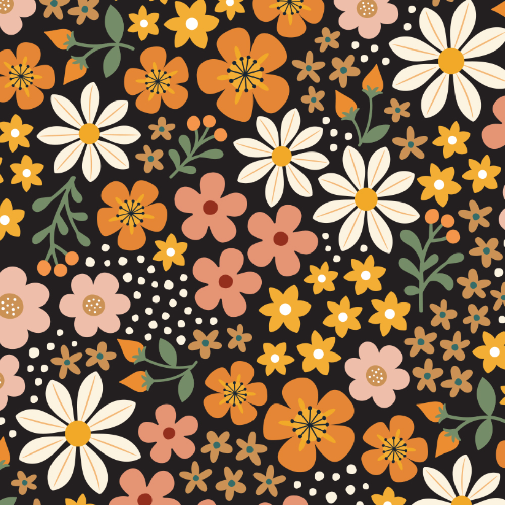 Flowers on black
